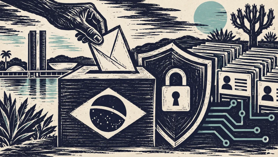 Ilustração em xilogravura sobre Desafios da justiça eleitoral em busca da conformidade com a Lei Geral de Proteção de Dados Pessoais: análise do framework da Resolução 363/ 2021 do Conselho Nacional de Justiça